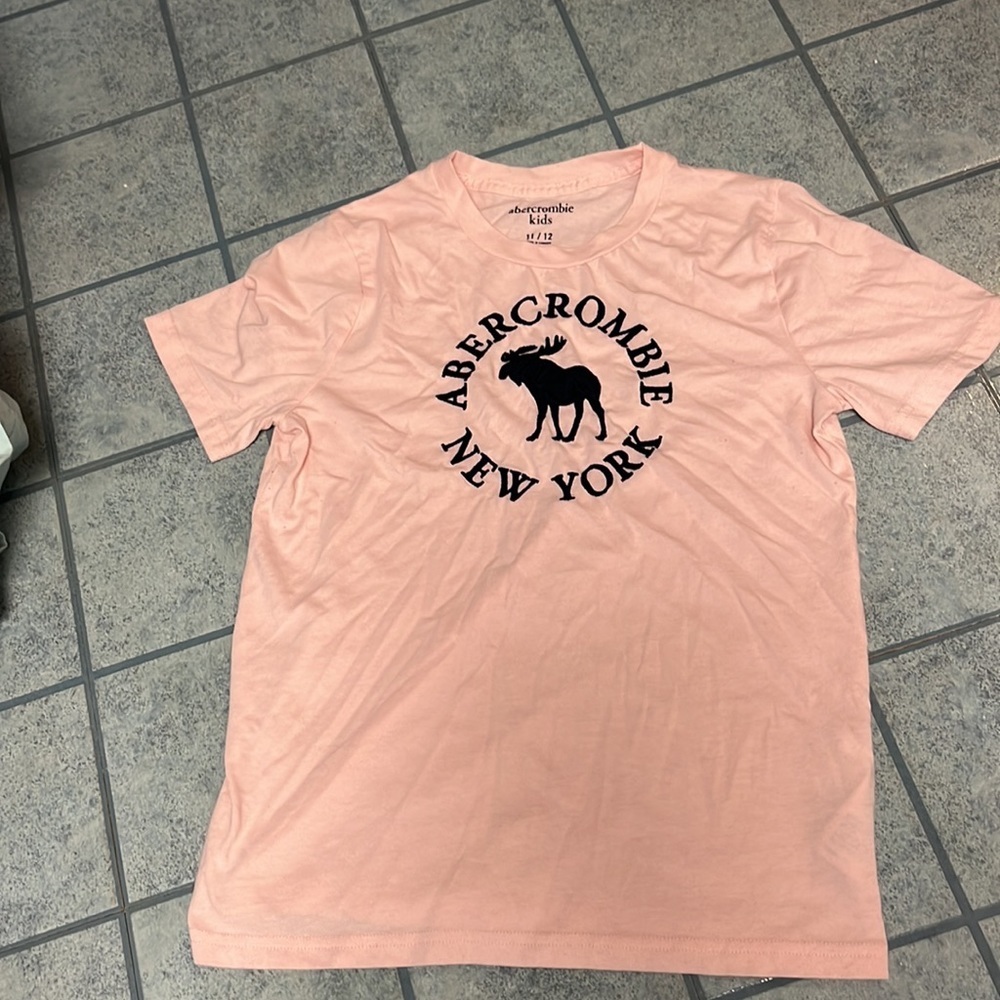 Abercrombie kids pink embroidered logo T-shirt